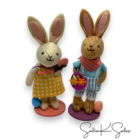 Target Spritz Easter 2024 Fabric Bunny Set Boy & Girl Figure with Mushroom & Flo - Picture 8 of 9